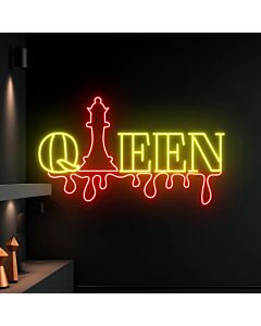 Brighten Your Chess Club and Celebrate Victories in Style with Dripping Queen Chess Custom Neon Light - Perfect for Sport Club Stadiums, Chess Stores, and Thematic Party Decorations.