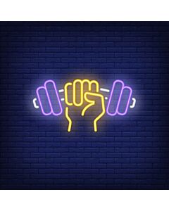 Hand Holding Barbell Neon Sign