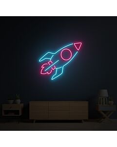 Neon Rocket Blue And Pink Neon Sign