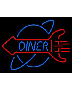 Neon Rocket Led Rocket Diner Neon Sign For Room Kitchen Blue And Red Neon Lights