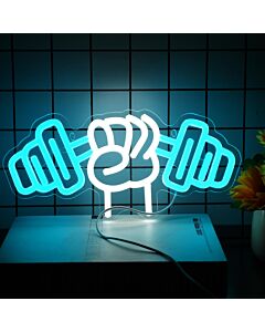 Gym Hand Holding Dumbbell Style 2 Neon Sign