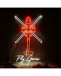 Helicopter By Fly Guns Neon Sign for Aviation Enthusiasts