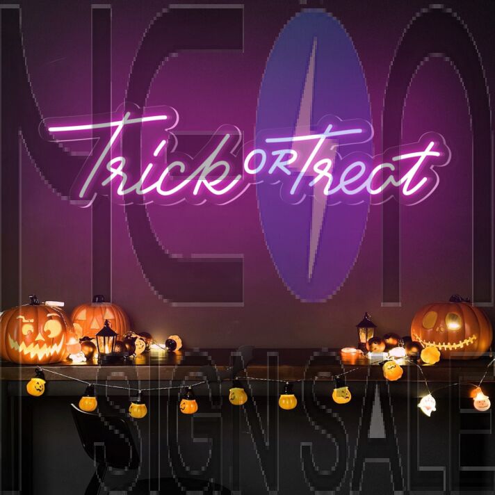 Elevate Your Halloween Festivities: Light Up Your Home, Bar, or Halloween Party with Trick Or Treat Words Neon Sign.