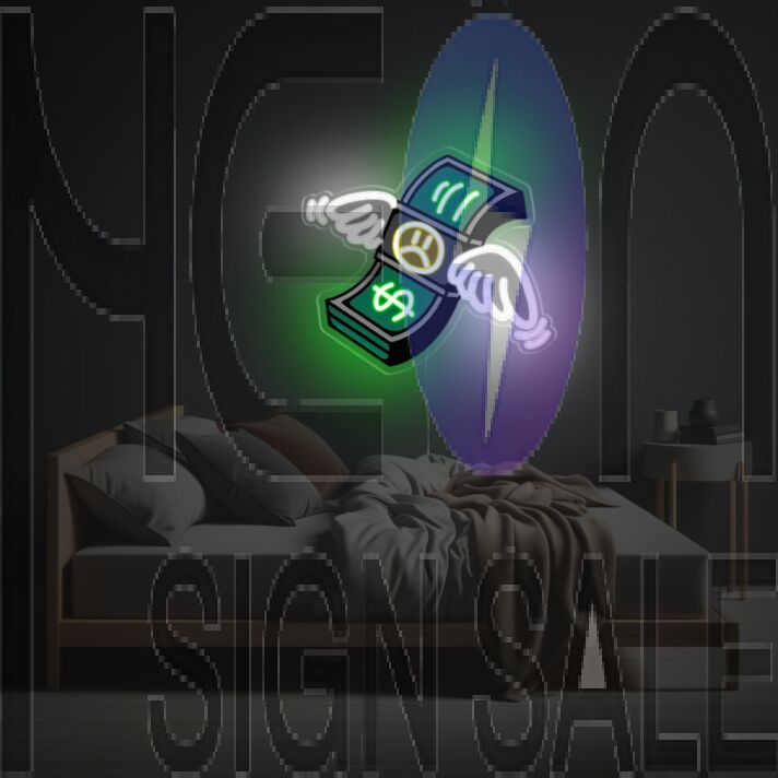 Brighten Your Bar, Office, or Party Ambiance with the Dazzling Flying Brunch Of Money LED Neon Acrylic Artwork.