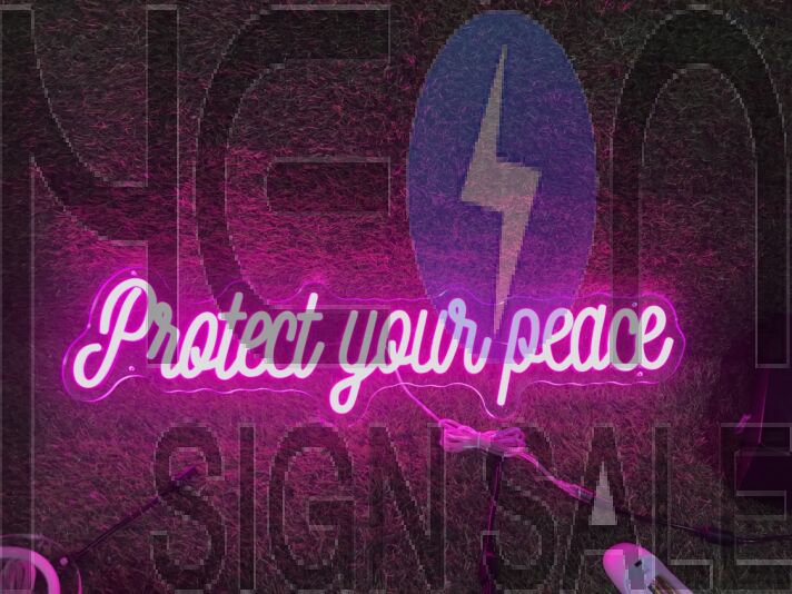 Brighten Your Sanctuary: Protect Your Peace Pink LED Neon Sign for Home Decor, Zen Spaces, and Relaxing Ambiances.