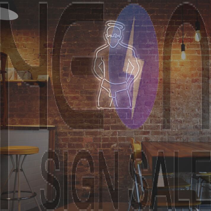 Brighten Up Your Bedroom or Add a Playful Touch to Your Bar with the Sexy Boy With Halo LED Neon Sign.