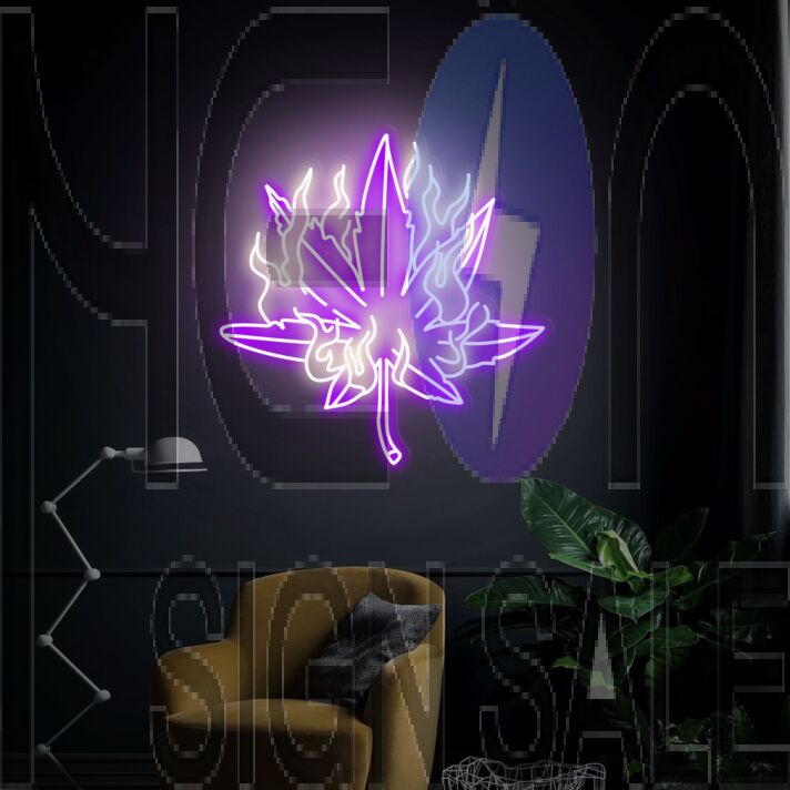 Elevate Your Space: Dope Leaf On Fire Neon Sign, Perfect for Home Decor, Bars, Stores, and Parties - A Unique Stoner Gift Wall Sign.