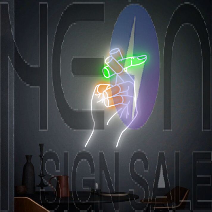 Bring a vibrant glow to your bedroom, bar, and wedding decorations with the Smoking Hand With Finger Neon Sign - The Ultimate Neon Wall Decor.