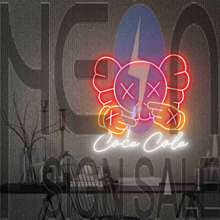 Brighten Up Your Space: Kaws Drink Coca Cola Led Neon Sign Kaw Wall Art for Perfect Home Decor, Office Vibes, and Bar Ambiance.