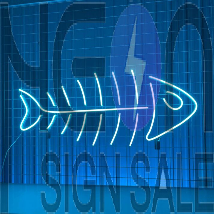 Brighten Up Your Coastal Café or Home Aquarium Room with the Fish Skeleton Sea Animal Restaurant Decor Led Neon Sign.