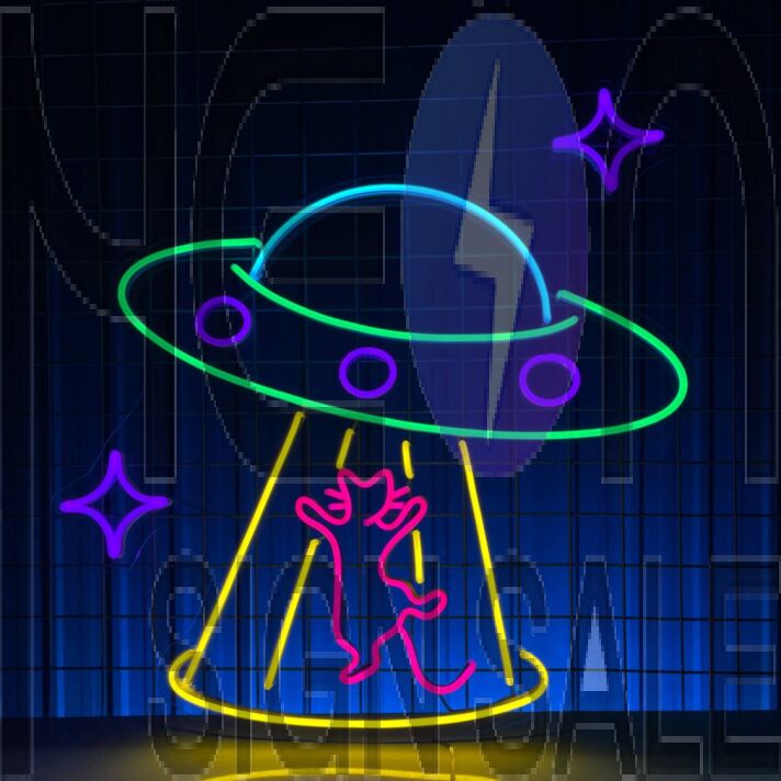 Ufo Cat Neon Light Home Room Decor Restaurant Decor Led Neon Sign