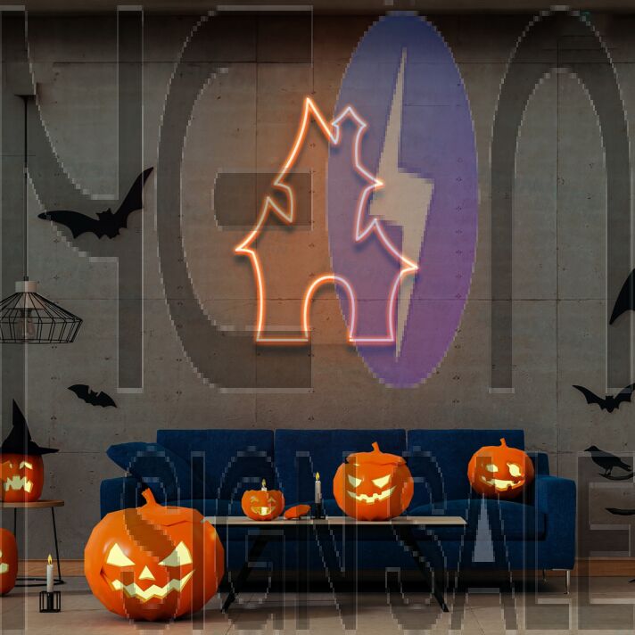 Ghost House Neon Sign Halloween Neon Sign Light Devil S House