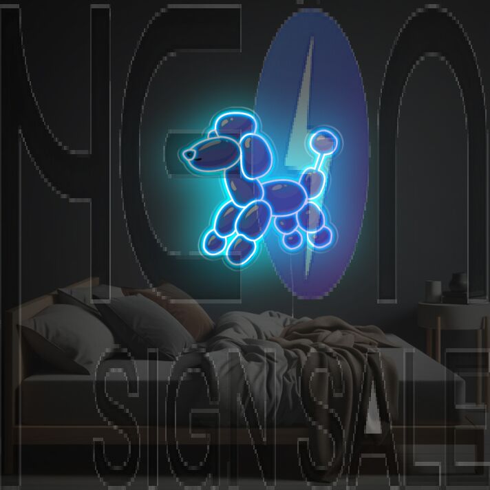 Blue Liittle Dog Shaped Balloon LED Neon Acrylic Artwork