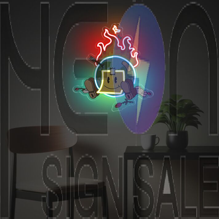 Firing Earth With Sticky Notes LED Neon Acrylic Artwork