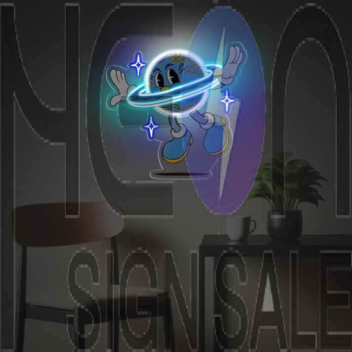Flying Earth Guy LED Neon Acrylic Artwork