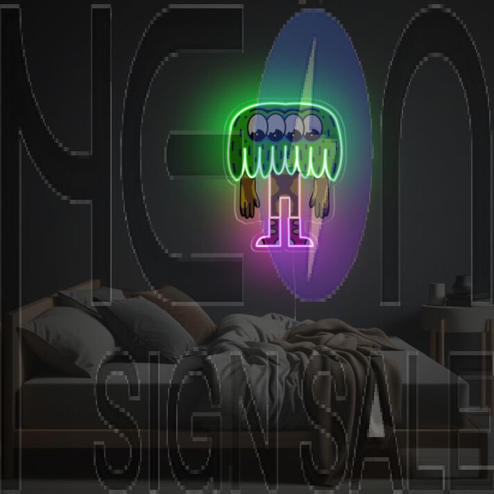 Four-Eyed Green Guy LED Neon Acrylic Artwork