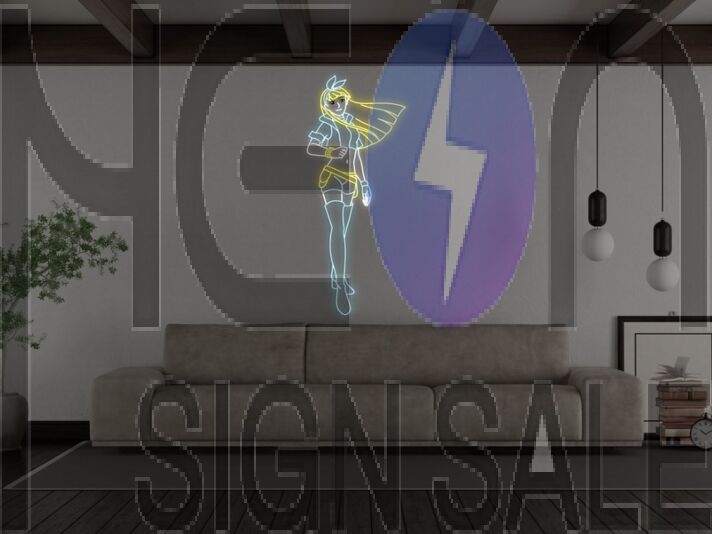 Anime Warrior Girl Neon Sign