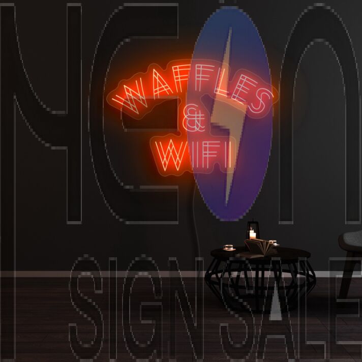 Waffles And Wifi Neon Sign