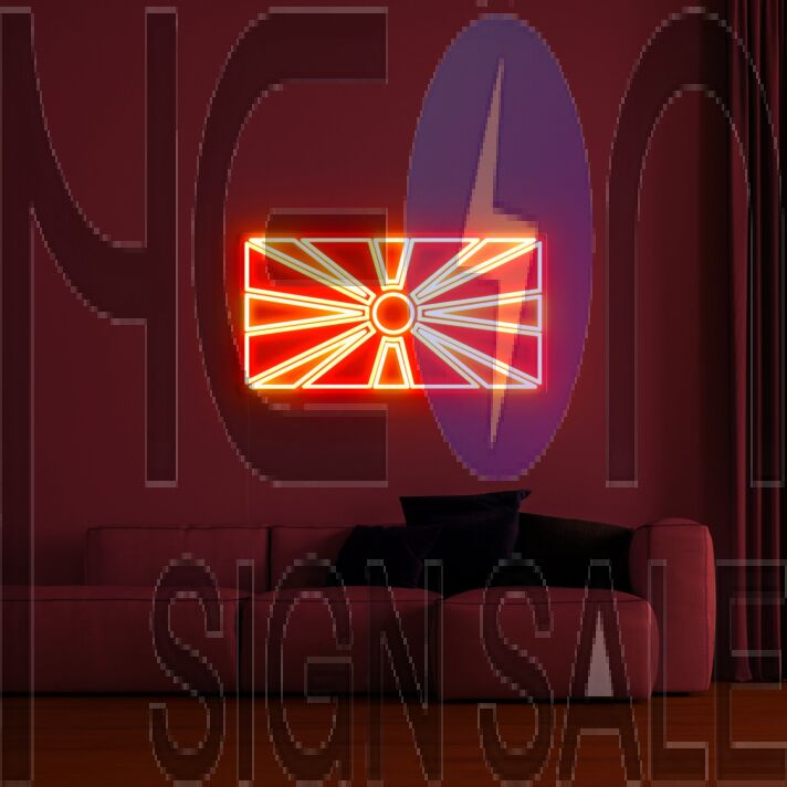 North Macedonia Flag Neon Sign