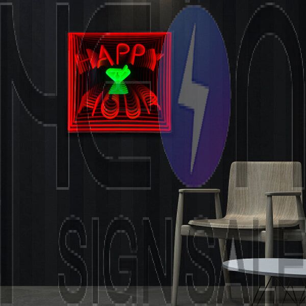 Happy Hour Infinity Mirror Neon Sign