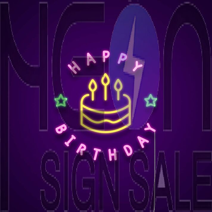 Happy Birthday Cake Neon Sign