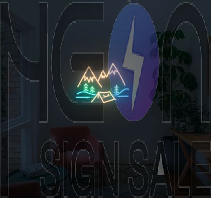 Mountain Camping Neon Sign