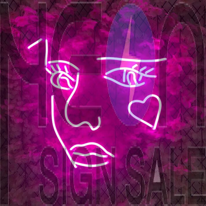 Women Face Love Heart Neon Sign