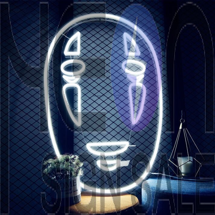 Faceless Male Anime Characters Neon Sign