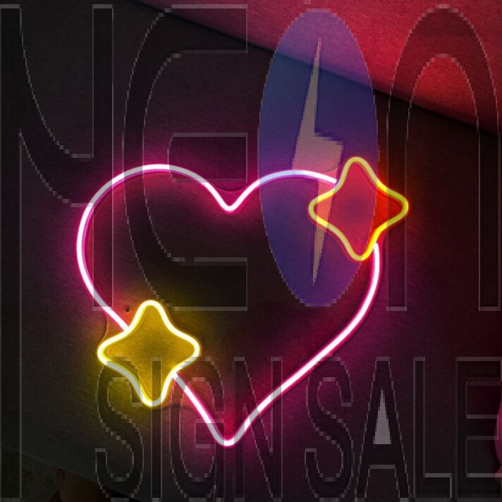 Sparking Heart Emoji Neon Sign