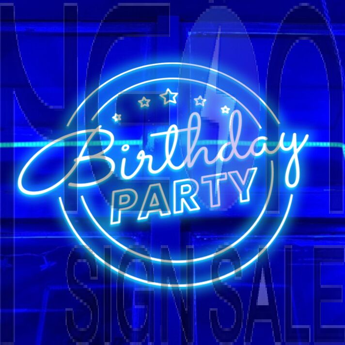 Birthday Party Blue Neon Sign
