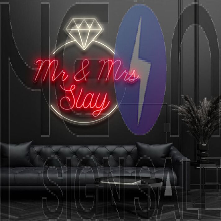 Mr and Mrs Inside Ring Neon Sign