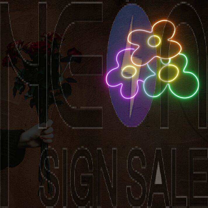 3 Flowers Neon Sign Lights Night Lamp Led Neon Sign Light For Home Party