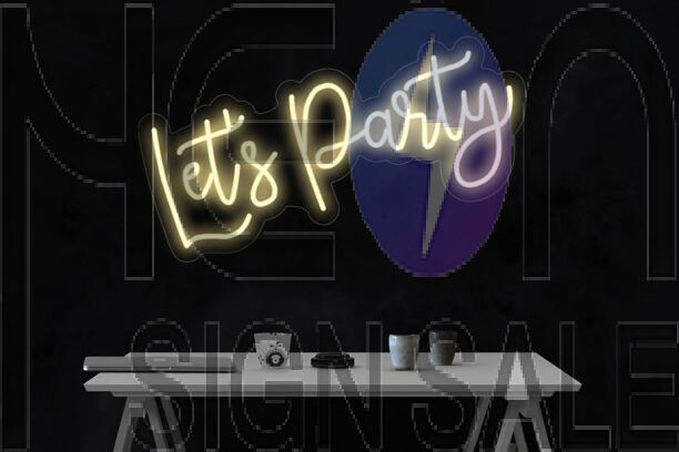 Lets Party Neon Sign Led Yellow Neon Light Wall Decor