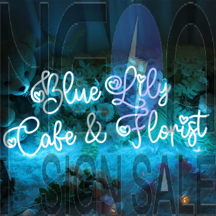 Blue Lily Cake And Florist Neon Sign