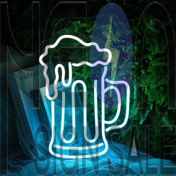 Spilled Beer Blue LED Neon Sign