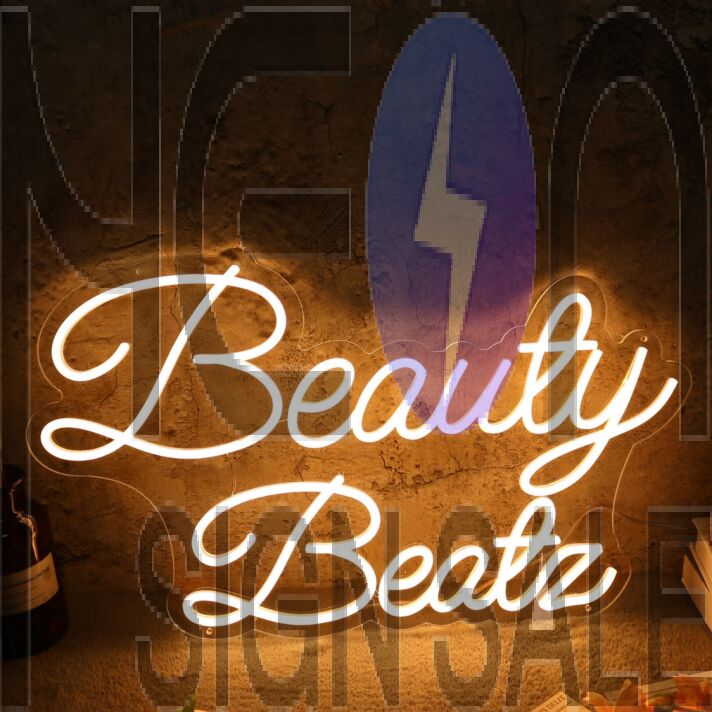 Beauty Beatz Yellow Neon Sign