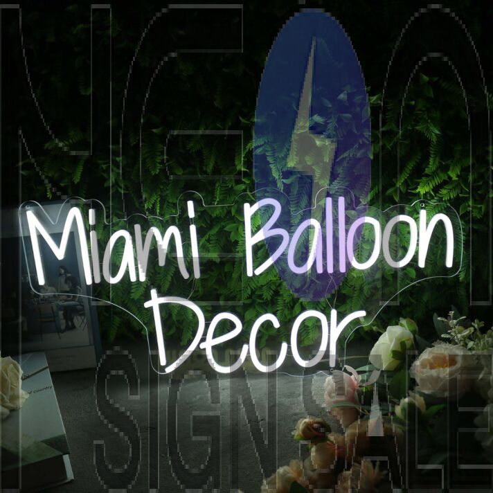 Miami Balloon Decor White Neon Sign