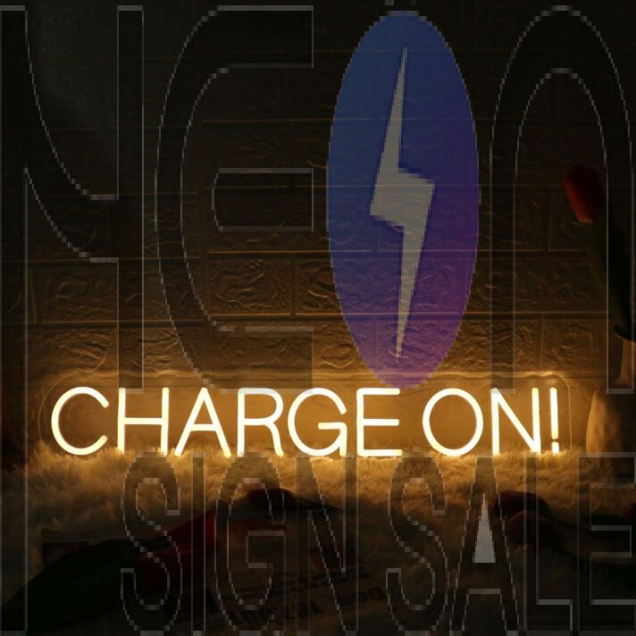 Charge On Yellow Neon Sign