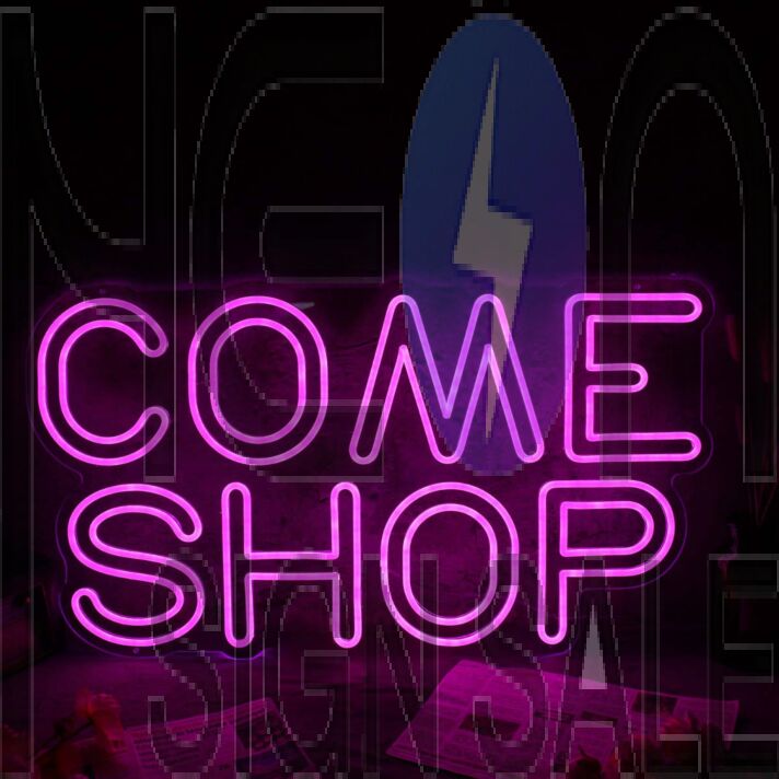 COME SHOP Pink Neon Sign