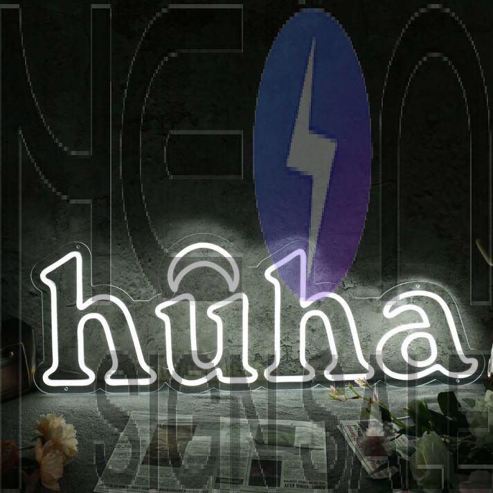 Huha White Neon Sign