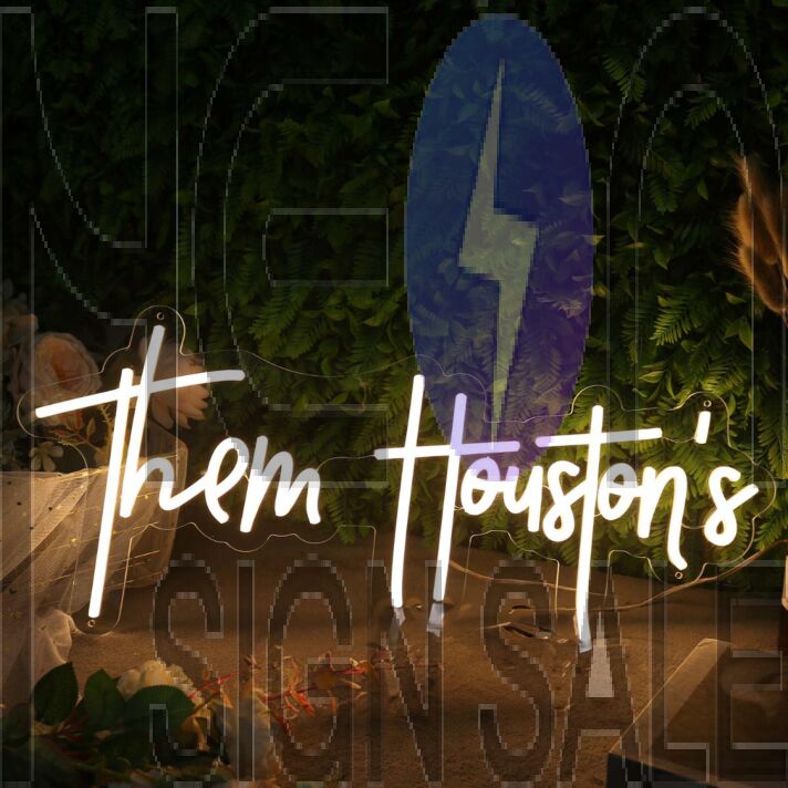 Them Houston's Yellow Neon Sign