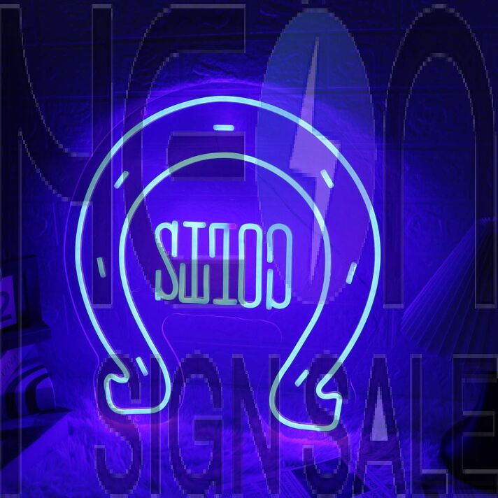 Horseshoe Blue Neon Sign