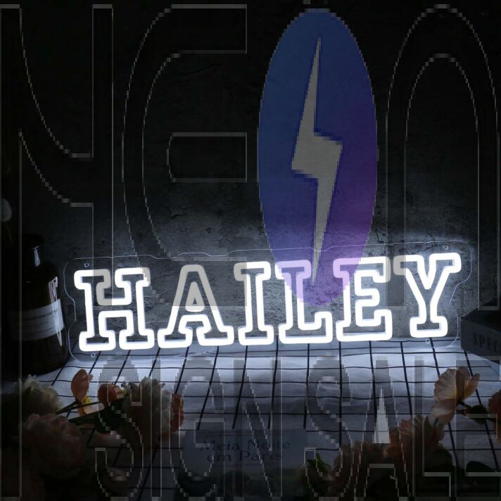 Hailey White Neon Sign