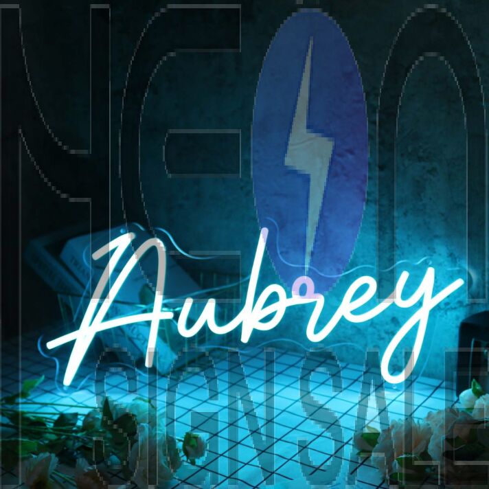 Aubrey Blue Neon Sign