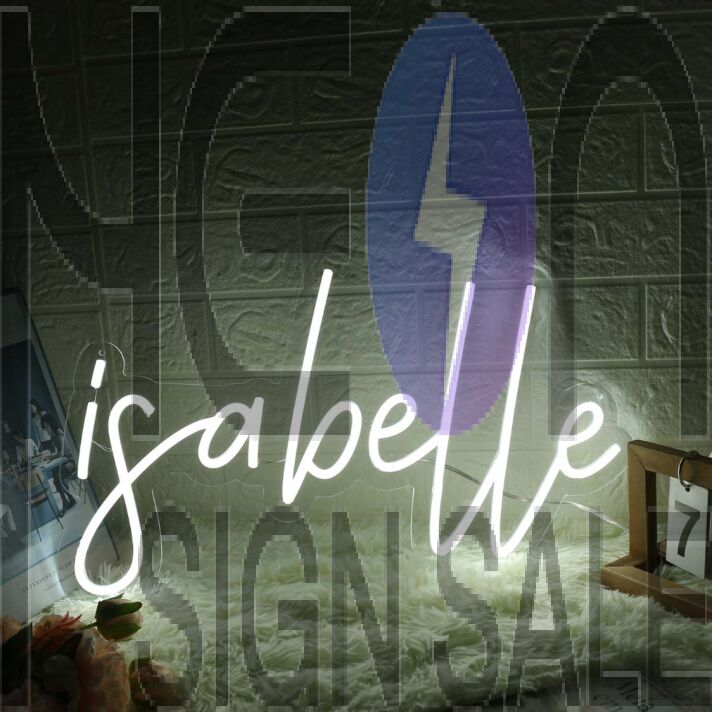 Isabelle White Name Neon Sign