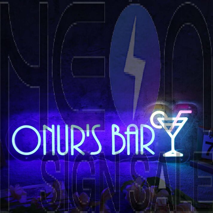 ONUR'S BAR Blue Neon Sign