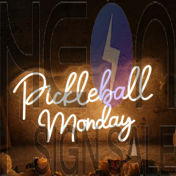 Pickleball Monday Yellow Neon Sign