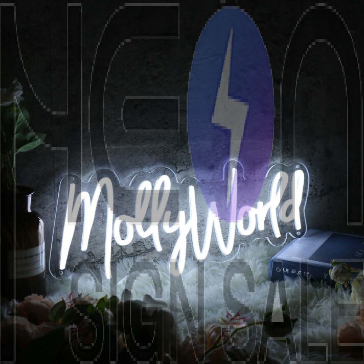 Mollyworld White Neon Sign
