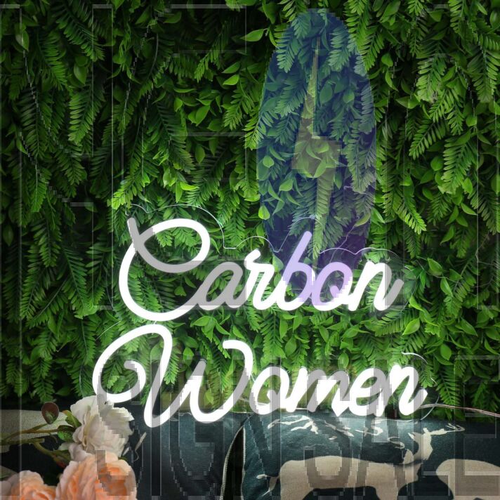 Carbon Women White Neon Sign