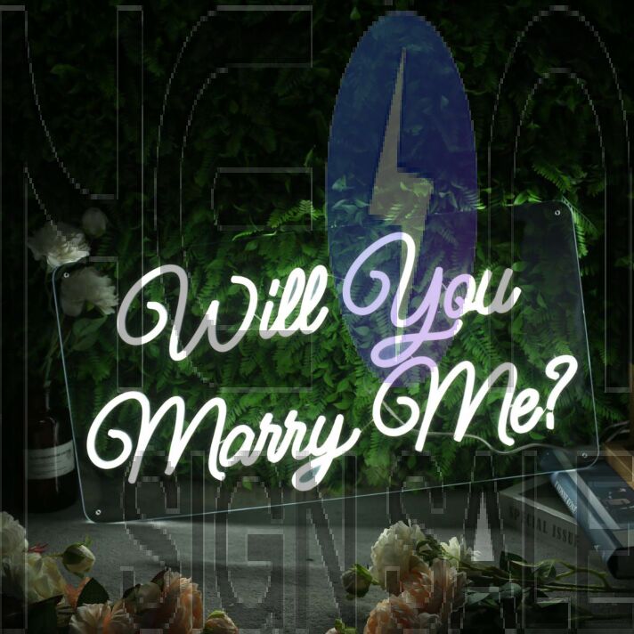 Will You Marry Me White Neon Sign